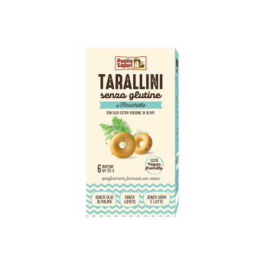 Puglia Sapori Tarallini al Finocchietto senza glutine con Olio Extravergine d'oliva - Confezione da 180 g