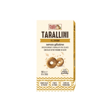 Puglia Sapori Tarallini all'avena senza glutine – Confezione da 180 g