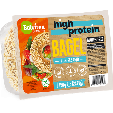 High Protein Bagel con Sesamo 2x75g. Prodotto senza glutine.